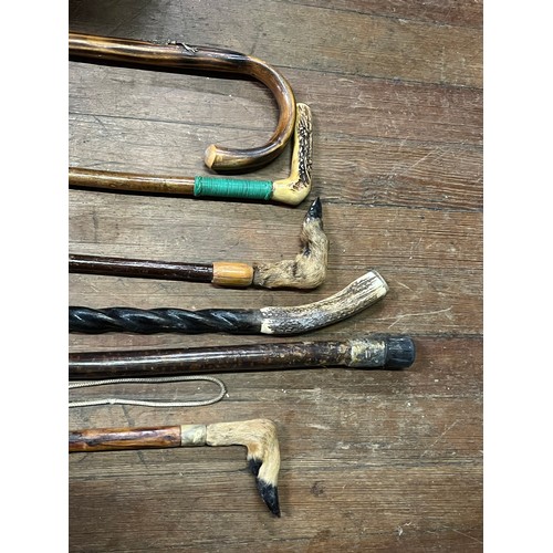 564 - Selection of vintage walking sticks.