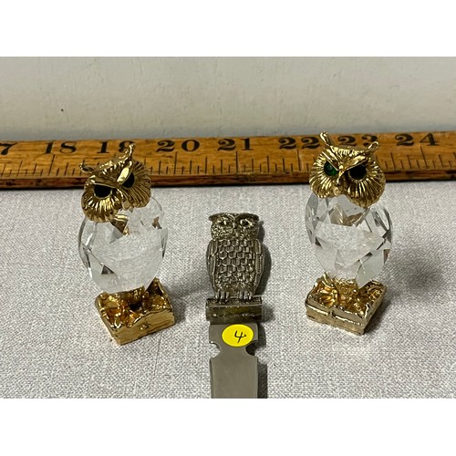 565 - 2 crystal owls & letter opener