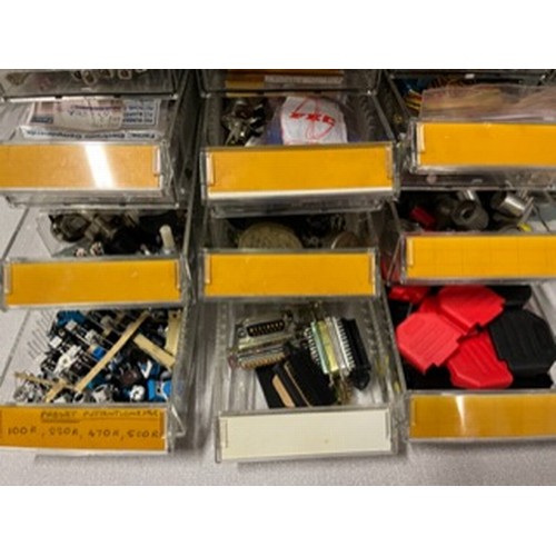 346 - Large collection of metal resisters & electrical components etc in metal cases with drawers.