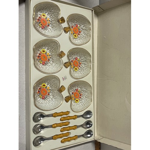 56 - Selection of Viners kingsware cutlery, glass pudding set etc