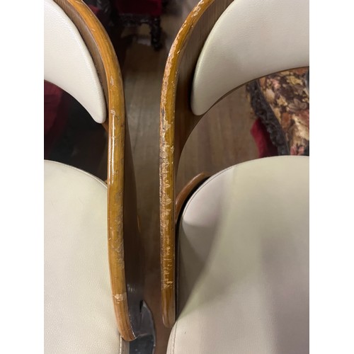 352 - 2 cream and wood bar stools. used condition.