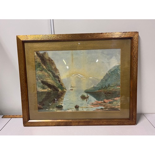 462 - Large gold framed water colour.