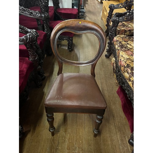 465 - Vintage balloon back leather chair.