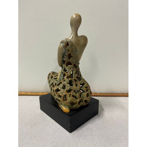 188 - Soap stone style figurine signed. 
30cm h