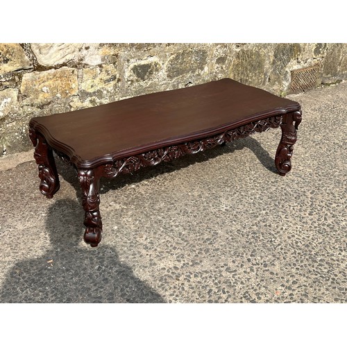 217 - highly carved Asian coffee table