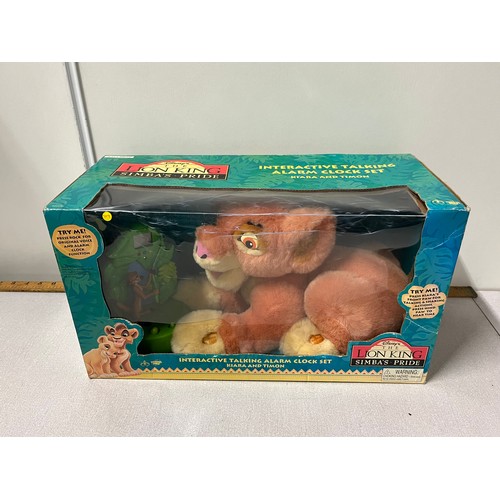 223 - vintage lion king boxed soft toy & clock