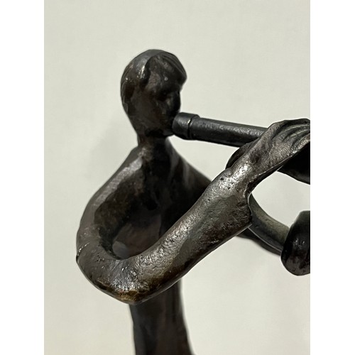 13 - large bronze stick man play an instrument
26cm h