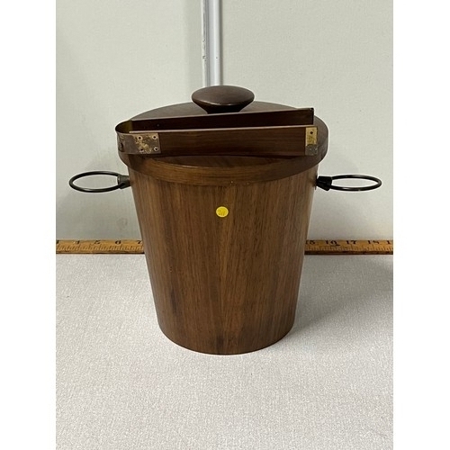 19 - mid century danish teak ice bucket & tongs