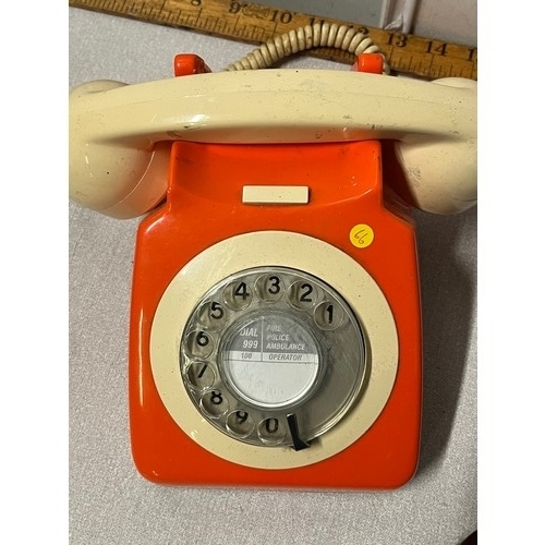 84 - vintage telephone , rhythm clock & giant paper clip