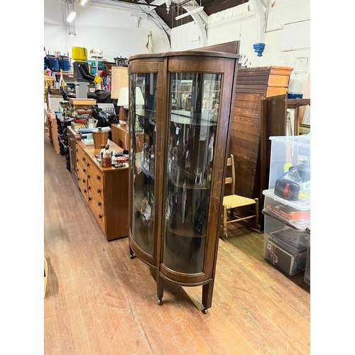 92 - vintage american made bow fronted glass display cabinet by the grand rapids bookcase company 
165cm ... 