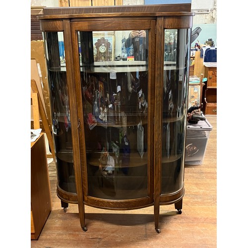 92 - vintage american made bow fronted glass display cabinet by the grand rapids bookcase company 
165cm ... 