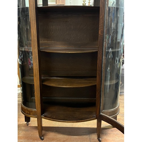 92 - vintage american made bow fronted glass display cabinet by the grand rapids bookcase company 
165cm ... 