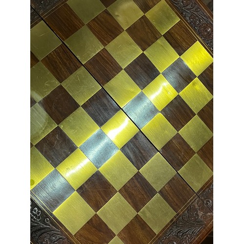 103 - highly carved wood & brass folding chess table
55cm x 55cm x 52cm h