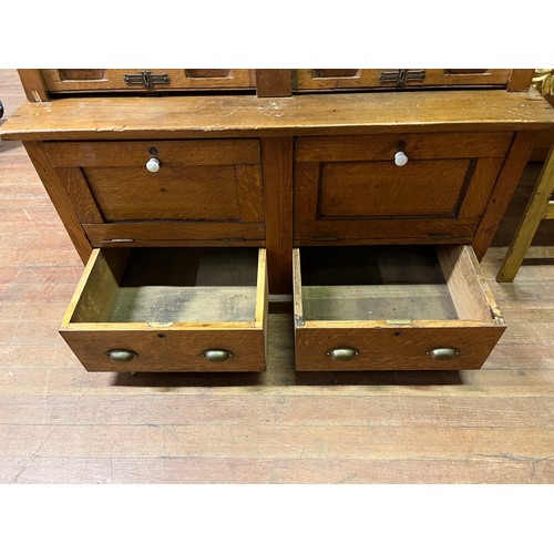 106 - antique oak double shutter haberdashery cabinet
221cm h x 109cm w x 53cm d