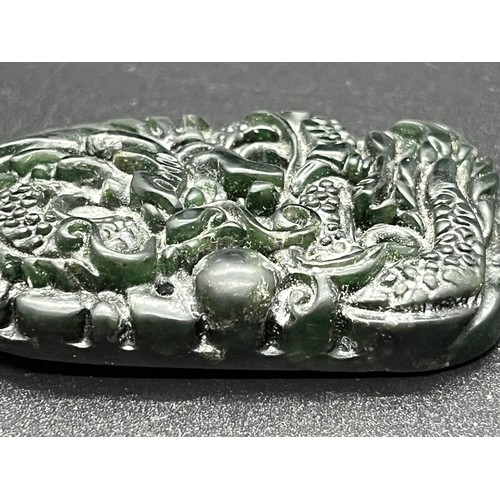 134 - natural black green jade carved pendant