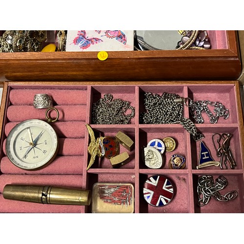 156 - selection of odds to include costume jewellery, compass etc