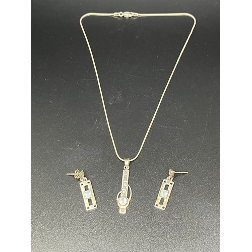 295 - silver rennie macintosh chain pendant & earing set