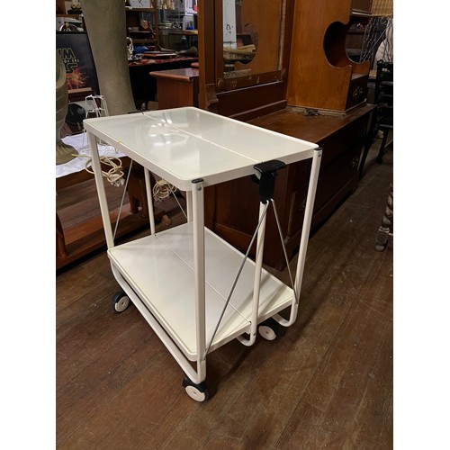 32 - mid century folding meltal serving trolley