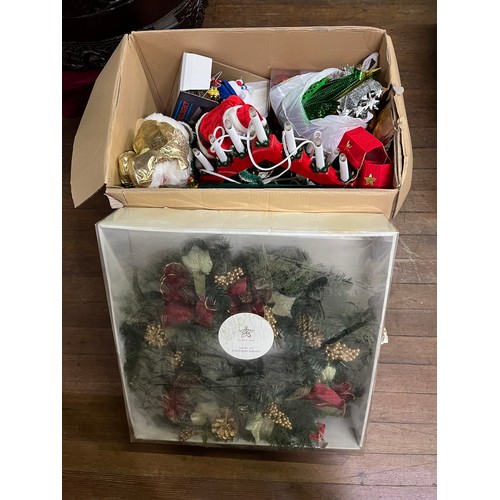 503 - Selection of Christmas items to include wreath, decorations etc.