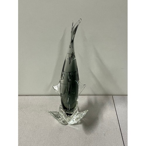 62 - Vintage Licio Zanetti Murano Italian glass shark ornament. 38cm tall.