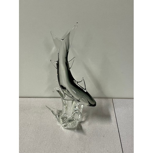 62 - Vintage Licio Zanetti Murano Italian glass shark ornament. 38cm tall.