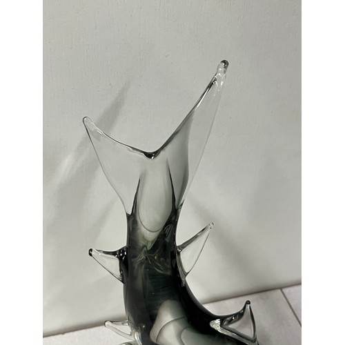 62 - Vintage Licio Zanetti Murano Italian glass shark ornament. 38cm tall.