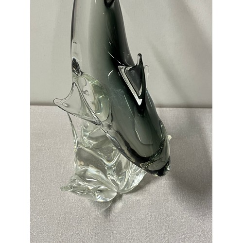 62 - Vintage Licio Zanetti Murano Italian glass shark ornament. 38cm tall.