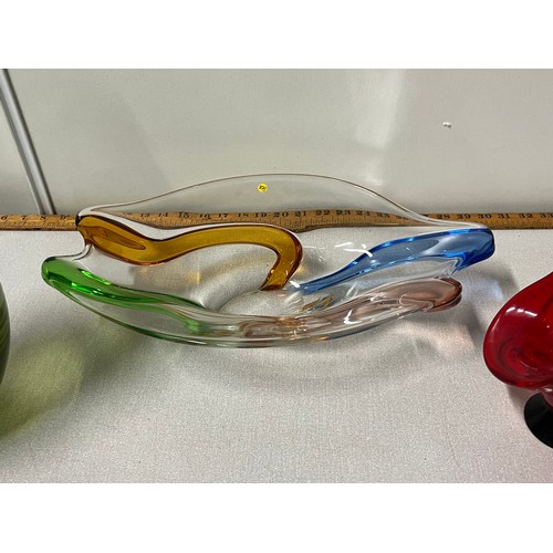 53 - 3 pieces of studio glass
largest 42cm l