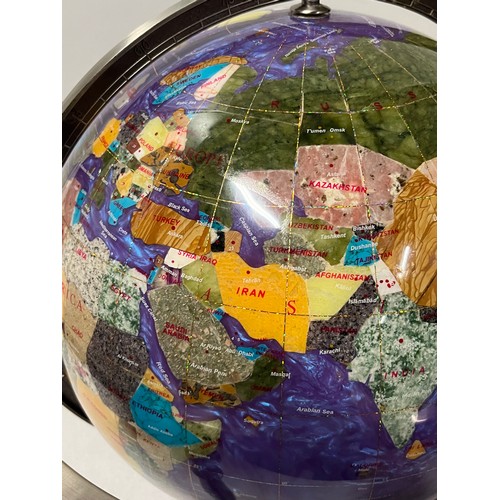 36 - Large table top double axis gemstone inlay globe with compass. 
45cm x 45cm