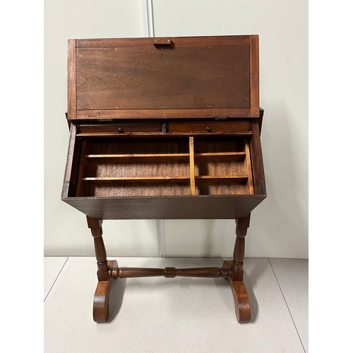 1 - Vintage wooden sewing box on stand with 2 drawers & compartments.
80cm h x 53cm w