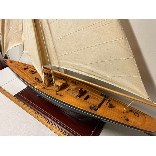 3 - Large handcrafted wooden yacht. 
113cm h x 93cm w