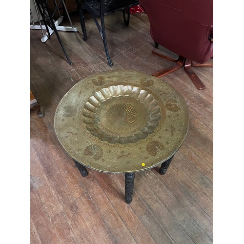 15 - vintage Moroccan tea table with brass top