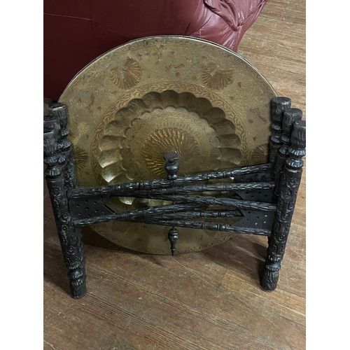 15 - vintage Moroccan tea table with brass top