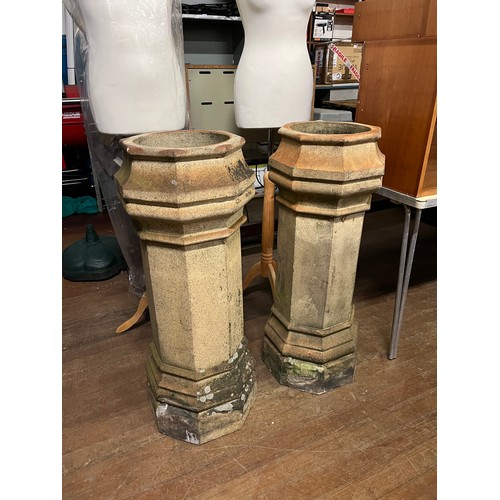 26 - 2 large antique reclaimed buff or cream terracotta chimney pots.
95cm h