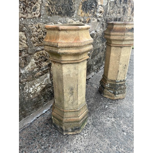 26 - 2 large antique reclaimed buff or cream terracotta chimney pots.
95cm h