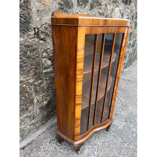 28 - vintage bow fronted display cabinet with 2 keys
93cm w x 110cm h