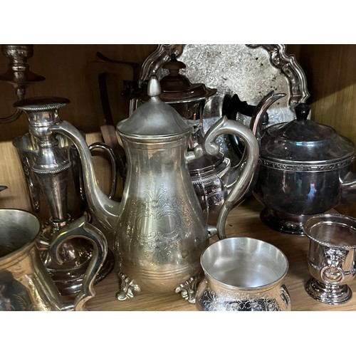 74 - 3 shelves of good quality silver plated wares