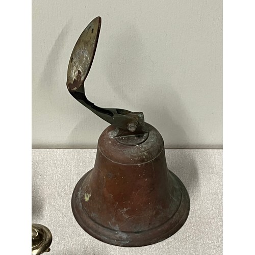 75 - vintage brass bell & curling trophy  etc