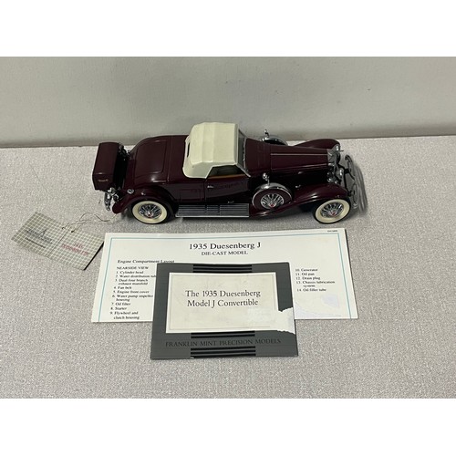 119 - Franklin Mint Duesenberg J 1935 die cast model with certificate.