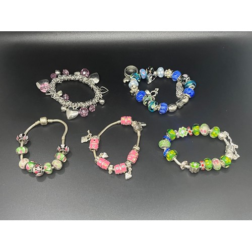 508 - 5 mixed charm bracelets