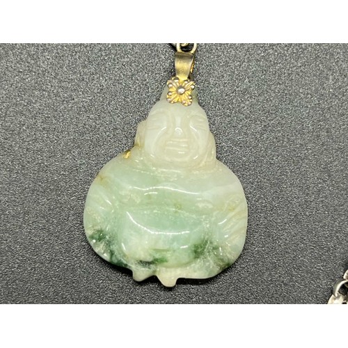 177 - silver belcher chain with jade buddha