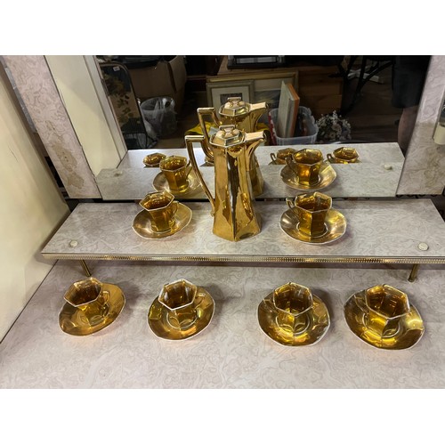 451 - 7 piece T&V Limoges coffee set, (gilt faded)