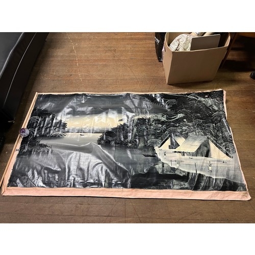 453 - Large oriental scene oil on canvas.
180cm x 96cm