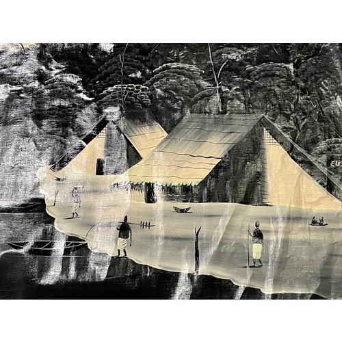 453 - Large oriental scene oil on canvas.
180cm x 96cm