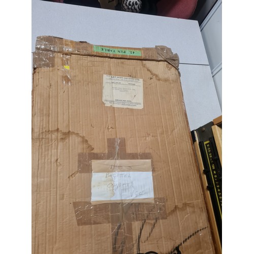 205 - Vintage Kay London bagatelle board & scoreboard steel bools & original box.