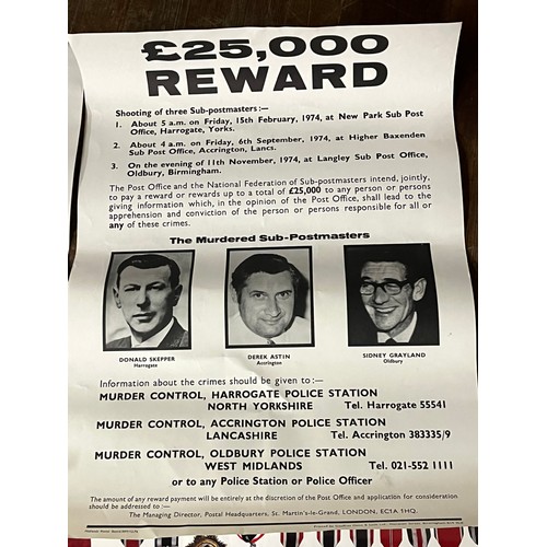 469 - 2 posters  of the decorations, medals & badges of the Third Reich & 2 Reward posters from the postma... 