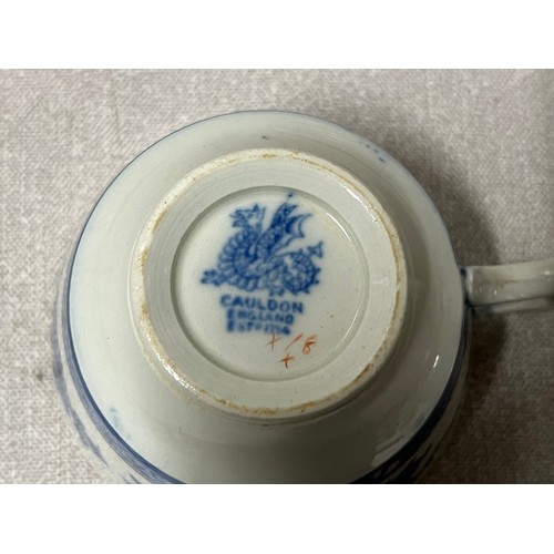 428 - Tray of part tea sets to include Royal Cauldon blue dragon & bone Kent China.