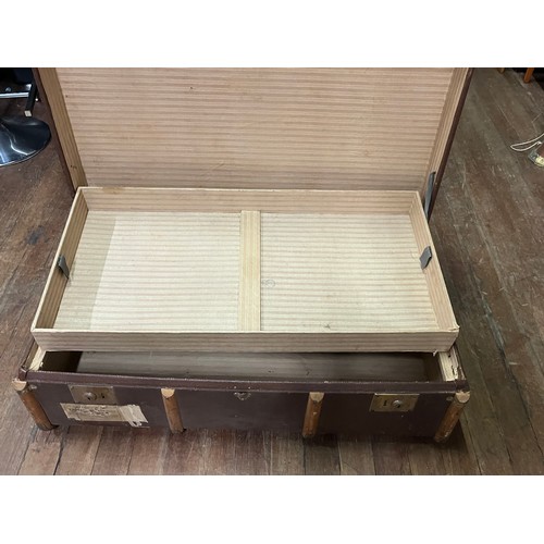 111 - large wood bound trunk