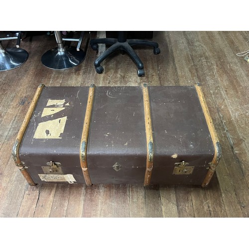 111 - large wood bound trunk
