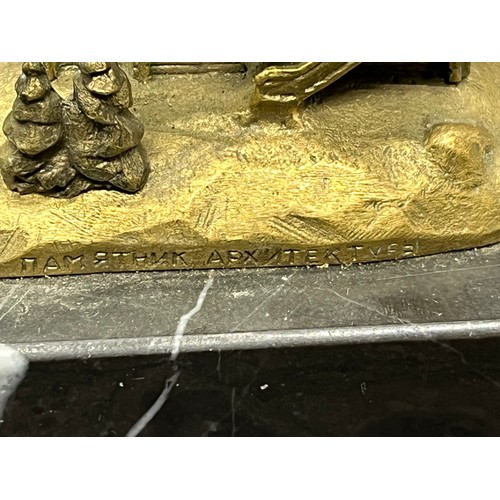 234 - russian brass/bronze sculpture of the church of the assumption in kondopoga on a marble base